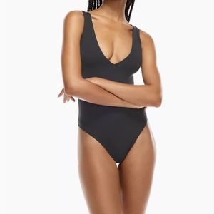 Black Babaton Contour V-Neck Bodysuit